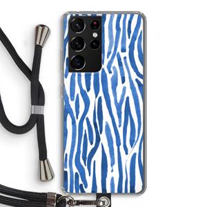 CaseCompany Blauwe nerven: Samsung Galaxy S21 Ultra Transparant Hoesje met koord