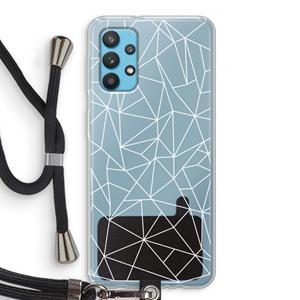 CaseCompany Geometrische lijnen wit: Samsung Galaxy A32 4G Transparant Hoesje met koord