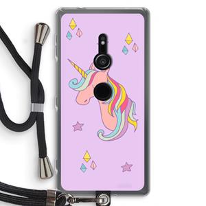 CaseCompany Roze eenhoorn: Sony Xperia XZ2 Transparant Hoesje met koord