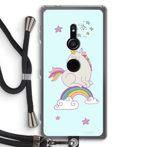 CaseCompany Regenboog eenhoorn: Sony Xperia XZ2 Transparant Hoesje met koord