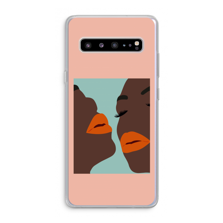 CaseCompany Orange lips: Samsung Galaxy S10 5G Transparant Hoesje