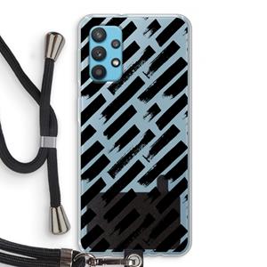 CaseCompany Zwarte vegen: Samsung Galaxy A32 4G Transparant Hoesje met koord