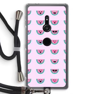 CaseCompany Smiley watermeloenprint: Sony Xperia XZ2 Transparant Hoesje met koord