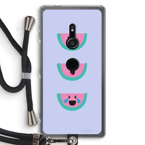 CaseCompany Smiley watermeloen: Sony Xperia XZ2 Transparant Hoesje met koord