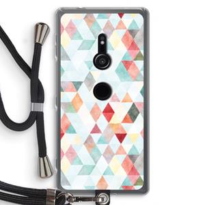 CaseCompany Gekleurde driehoekjes pastel: Sony Xperia XZ2 Transparant Hoesje met koord