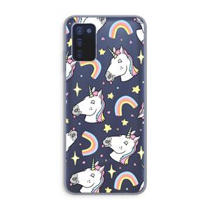 CaseCompany Rainbow Unicorn: Samsung Galaxy A03s Transparant Hoesje