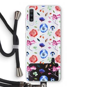 CaseCompany Bloemetjes: Samsung Galaxy A70 Transparant Hoesje met koord