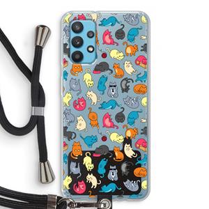 CaseCompany Kleurrijke katten: Samsung Galaxy A32 4G Transparant Hoesje met koord