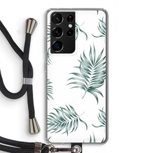 CaseCompany Simple leaves: Samsung Galaxy S21 Ultra Transparant Hoesje met koord