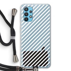 CaseCompany Strepen zwart-wit: Samsung Galaxy A32 4G Transparant Hoesje met koord