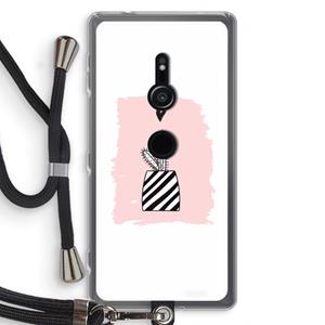 CaseCompany Zwart-wit cactus: Sony Xperia XZ2 Transparant Hoesje met koord