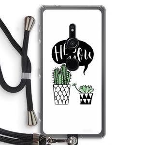 CaseCompany Hey you cactus: Sony Xperia XZ2 Transparant Hoesje met koord