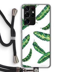 CaseCompany Lange bladeren: Samsung Galaxy S21 Ultra Transparant Hoesje met koord