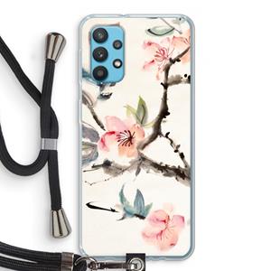 CaseCompany Japanse bloemen: Samsung Galaxy A32 4G Transparant Hoesje met koord
