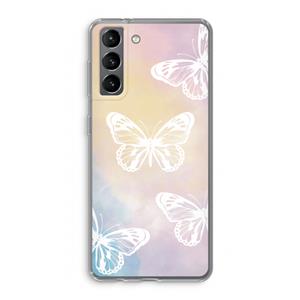CaseCompany White butterfly: Samsung Galaxy S21 Transparant Hoesje