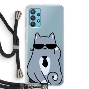 CaseCompany Cool cat: Samsung Galaxy A32 4G Transparant Hoesje met koord