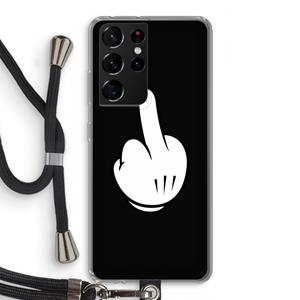 CaseCompany Middle finger black: Samsung Galaxy S21 Ultra Transparant Hoesje met koord