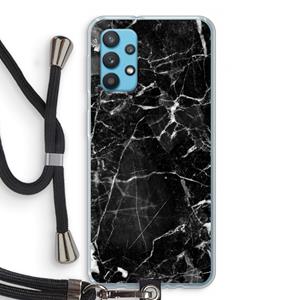 CaseCompany Zwart Marmer 2: Samsung Galaxy A32 4G Transparant Hoesje met koord