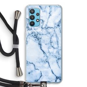 CaseCompany Blauw marmer: Samsung Galaxy A32 4G Transparant Hoesje met koord