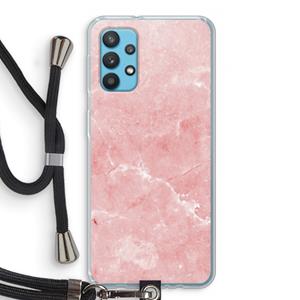 CaseCompany Roze marmer: Samsung Galaxy A32 4G Transparant Hoesje met koord