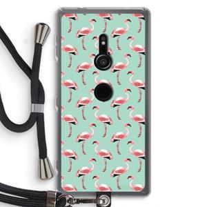 CaseCompany Flamingoprint groen: Sony Xperia XZ2 Transparant Hoesje met koord