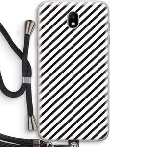 CaseCompany Strepen zwart-wit: Samsung Galaxy J7 (2017) Transparant Hoesje met koord
