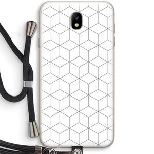CaseCompany Zwart-witte kubussen: Samsung Galaxy J7 (2017) Transparant Hoesje met koord