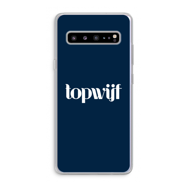 CaseCompany Topwijf Navy: Samsung Galaxy S10 5G Transparant Hoesje