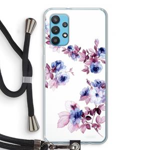 CaseCompany Waterverf bloemen: Samsung Galaxy A32 4G Transparant Hoesje met koord