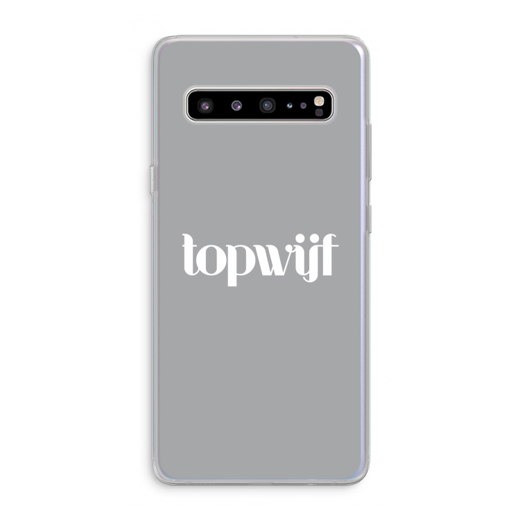 CaseCompany Topwijf Grijs Wit: Samsung Galaxy S10 5G Transparant Hoesje