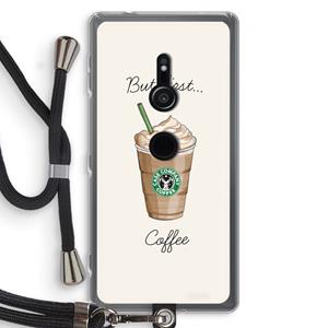 CaseCompany But first coffee: Sony Xperia XZ2 Transparant Hoesje met koord