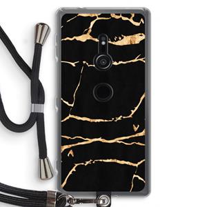 CaseCompany Gouden marmer: Sony Xperia XZ2 Transparant Hoesje met koord