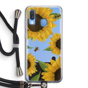 CaseCompany Sunflower and bees: Samsung Galaxy A40 Transparant Hoesje met koord
