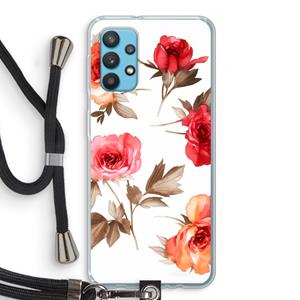CaseCompany Roosjes: Samsung Galaxy A32 4G Transparant Hoesje met koord