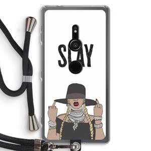 CaseCompany Slay All Day: Sony Xperia XZ2 Transparant Hoesje met koord