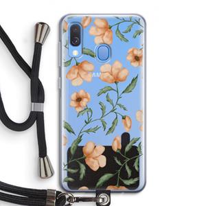 CaseCompany Peachy flowers: Samsung Galaxy A40 Transparant Hoesje met koord