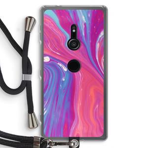 CaseCompany Paarse stroom: Sony Xperia XZ2 Transparant Hoesje met koord