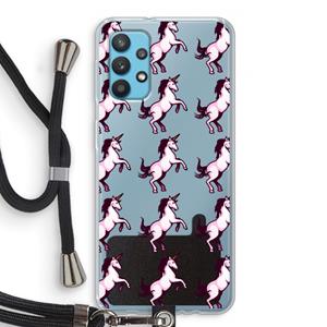 CaseCompany Musketon Unicorn: Samsung Galaxy A32 4G Transparant Hoesje met koord