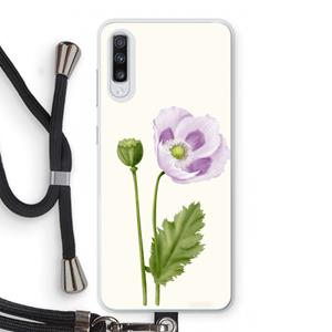 CaseCompany Purple poppy: Samsung Galaxy A70 Transparant Hoesje met koord