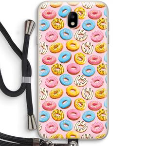CaseCompany Pink donuts: Samsung Galaxy J7 (2017) Transparant Hoesje met koord
