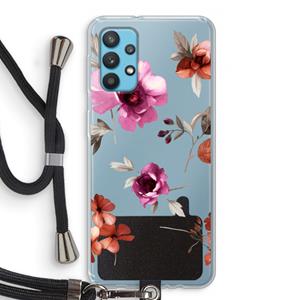 CaseCompany Geschilderde bloemen: Samsung Galaxy A32 4G Transparant Hoesje met koord