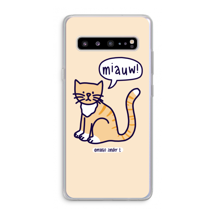 CaseCompany Miauw: Samsung Galaxy S10 5G Transparant Hoesje