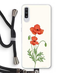 CaseCompany Red poppy: Samsung Galaxy A70 Transparant Hoesje met koord