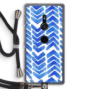 CaseCompany Blauwe pijlen: Sony Xperia XZ2 Transparant Hoesje met koord