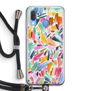 CaseCompany Watercolor Brushstrokes: Samsung Galaxy A40 Transparant Hoesje met koord