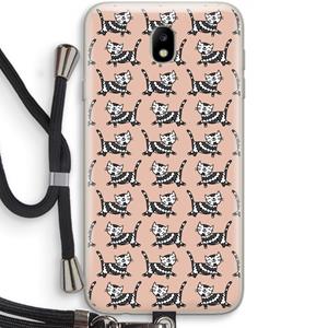 CaseCompany Zwarte poes: Samsung Galaxy J7 (2017) Transparant Hoesje met koord