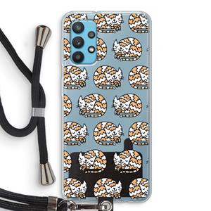 CaseCompany Slapende poes: Samsung Galaxy A32 4G Transparant Hoesje met koord