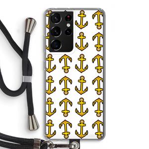 CaseCompany Musketon Anchor: Samsung Galaxy S21 Ultra Transparant Hoesje met koord