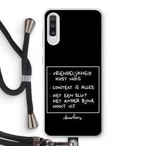 CaseCompany Mijn Motto's: Samsung Galaxy A70 Transparant Hoesje met koord