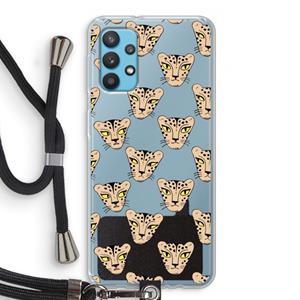 CaseCompany Tijger: Samsung Galaxy A32 4G Transparant Hoesje met koord